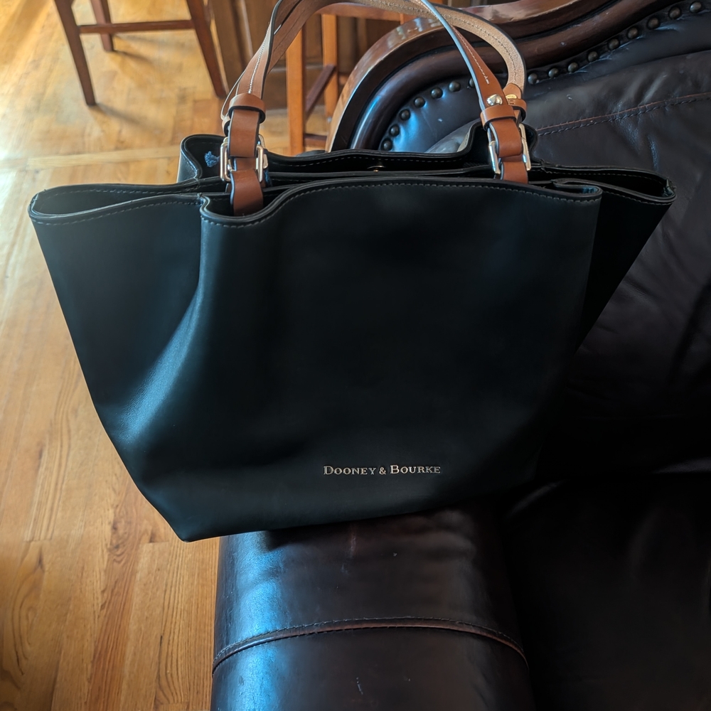Dooney & Bourke Army Green Tote with Tan Straps